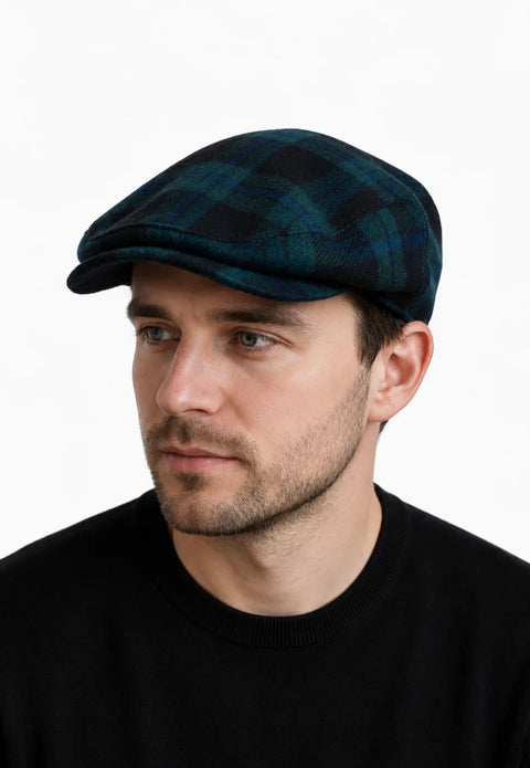 MacDonald Button Down Plaid Flat Cap