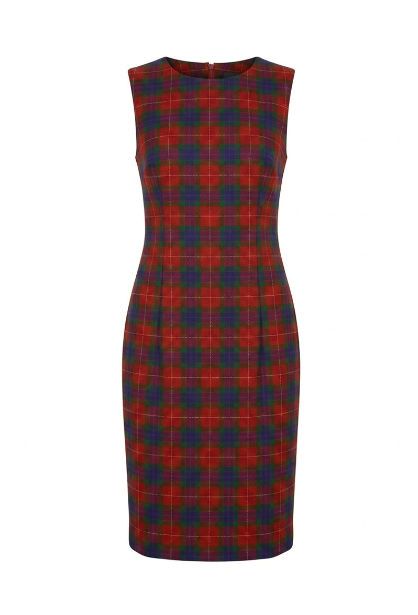 fashion shift dress Fraser Tartan Lauren Sánchez's Wedding Dress 70% Rayon Color:CHERRY ProductID: 101738