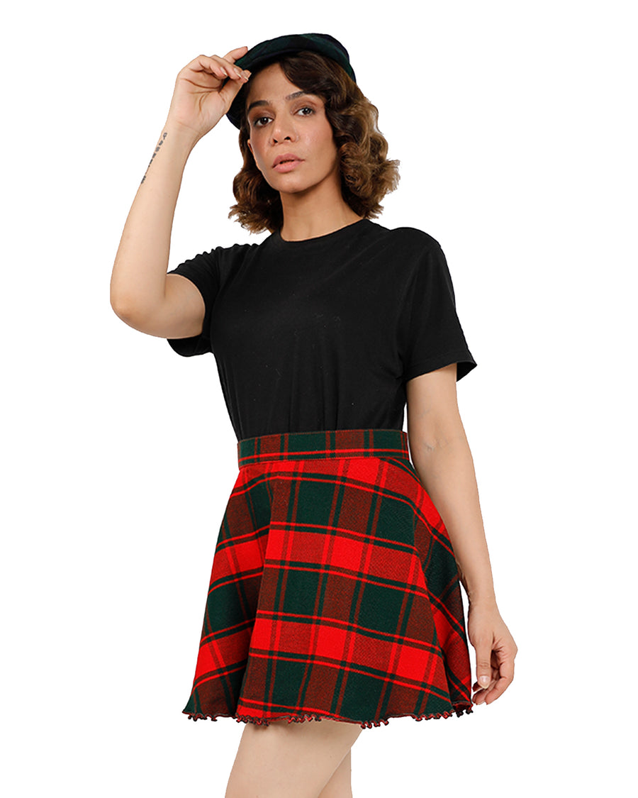 Plaid Mini A-Line Skirt