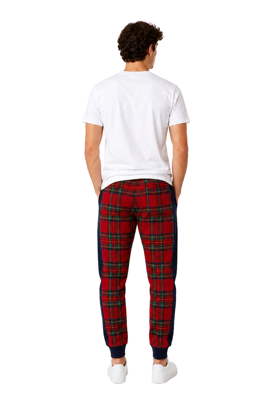 Plaid Side-Stripe Joggers Pants