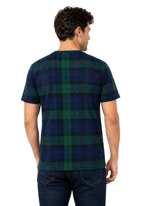 Black Watch Round Neck Half Sleeve Plaid Shirt