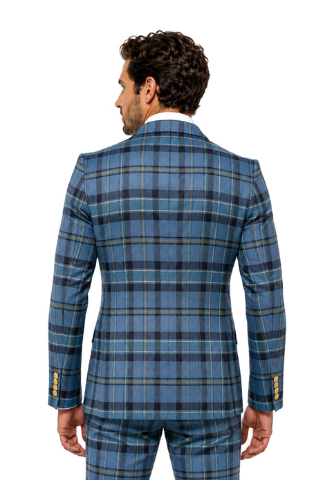 Skinny Double-Breasted Tartan Jacket