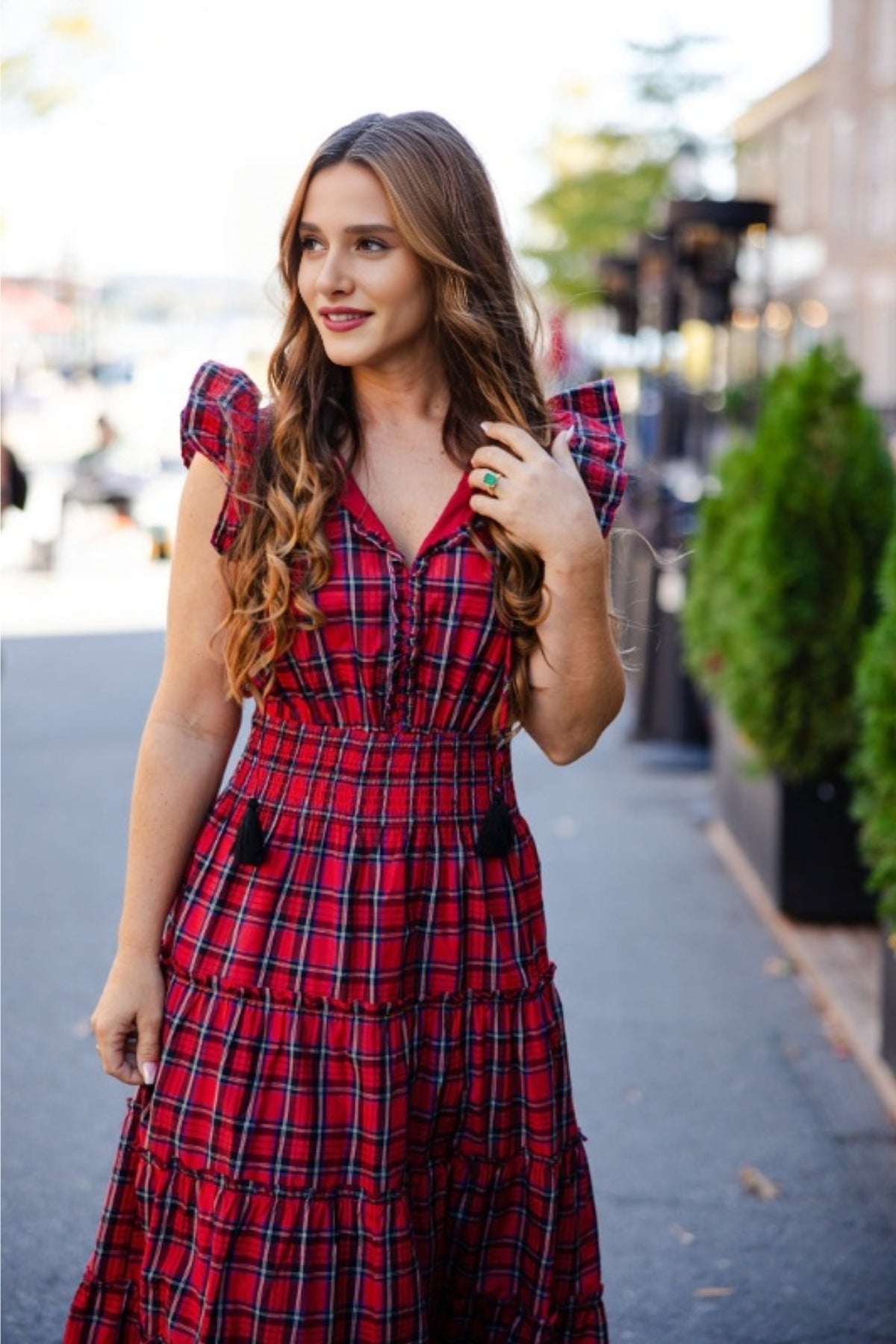 Clark Tartan Ruffled Mary Dress With Flutter Sleeve | Scottish Kilt Clark Tartan Ruffled Mary Dress With Flutter Sleeve | Scottish Kilt