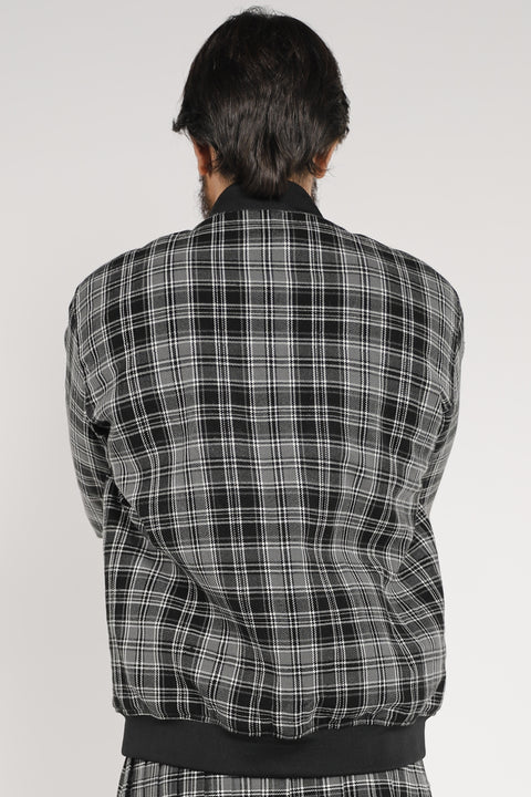Plaid Bomber Jacket - Back View