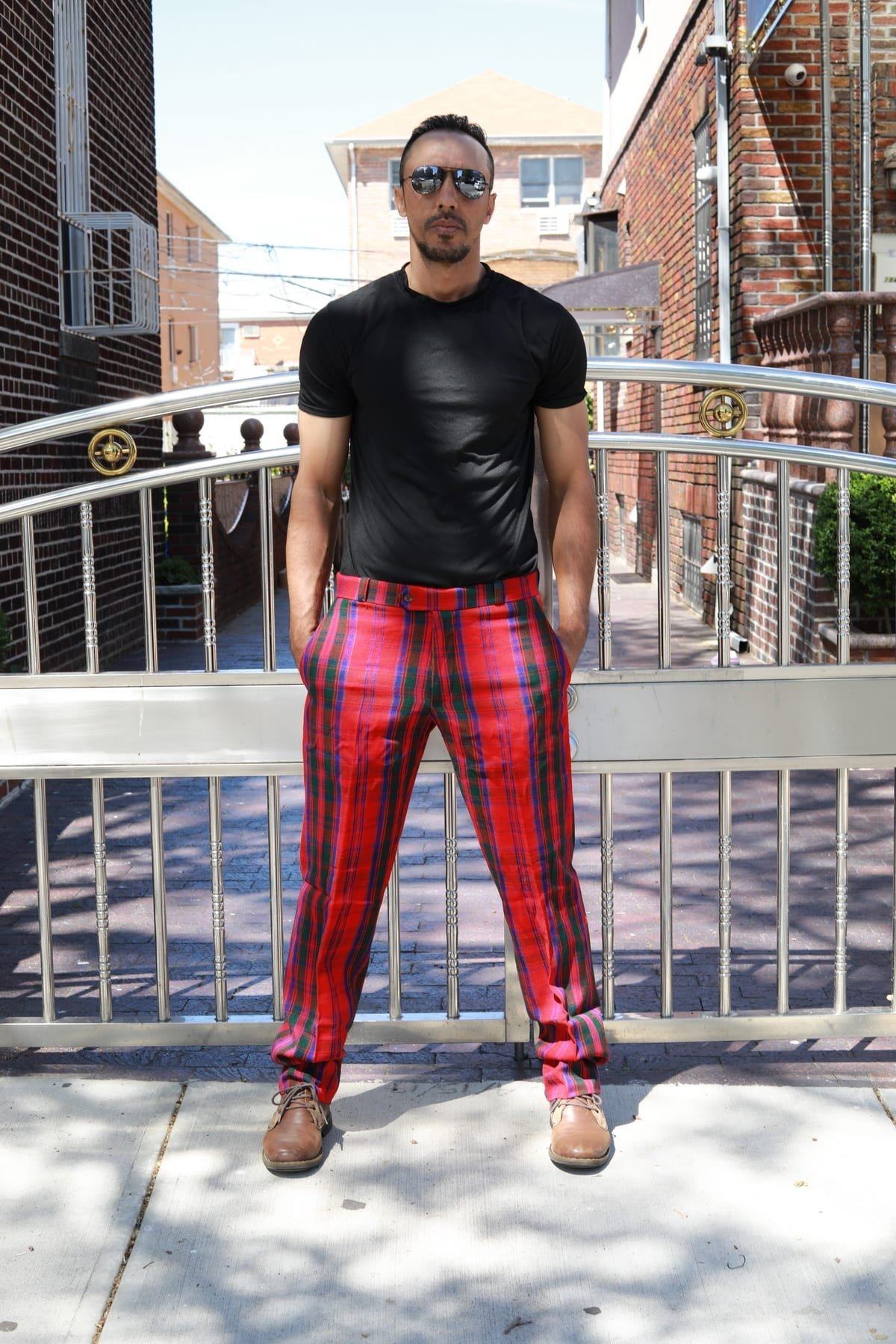 Custom Royal Stewart & zwarte Stewart Tartan-broek | Handgemaakte geklede broek voor heren voor bruiloft en golf - België