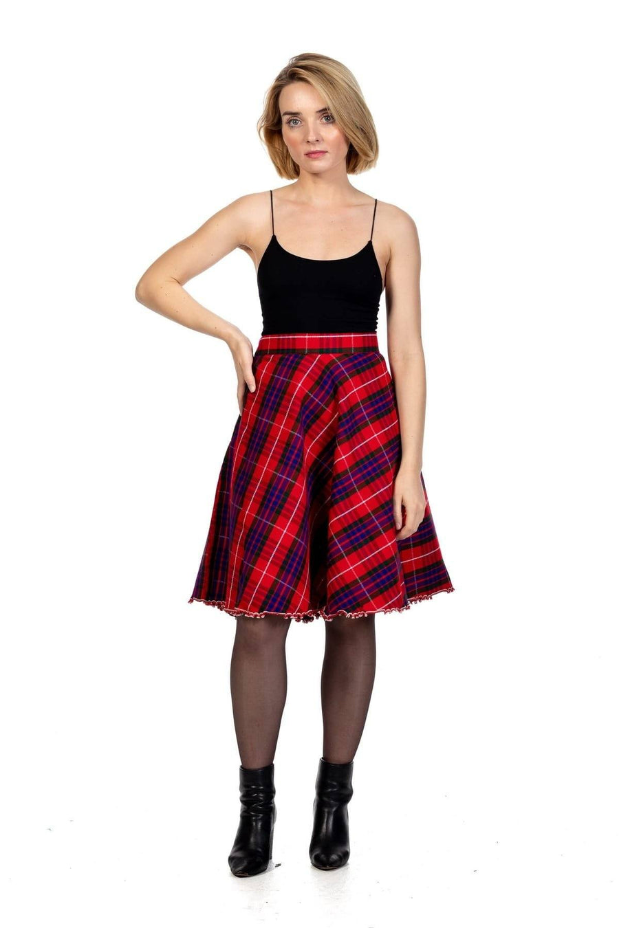 Plaid A-Line Midi Skirt - full view