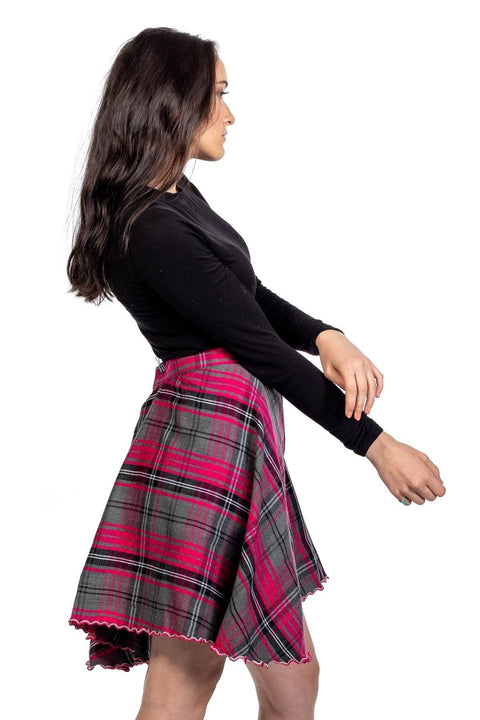 Basic Tartan Skirt With Front Buttons - right view