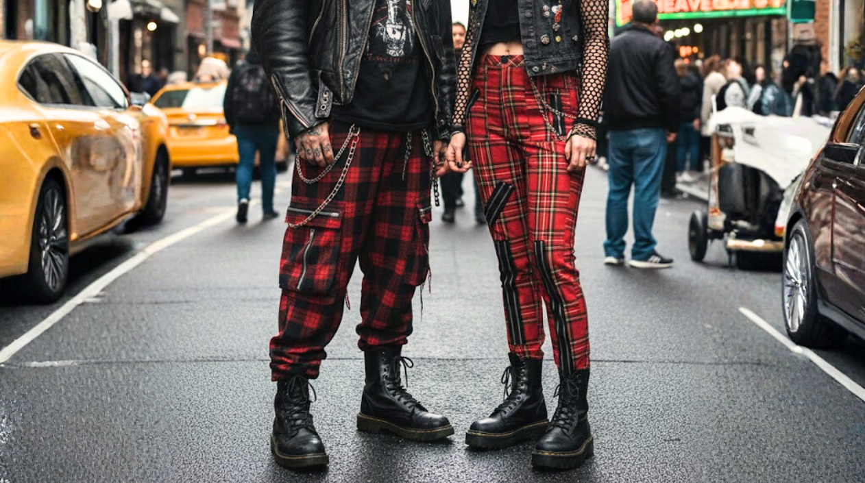 Gothic and Grunge Plaid Pants from Scottish Kilt in classic tartan
