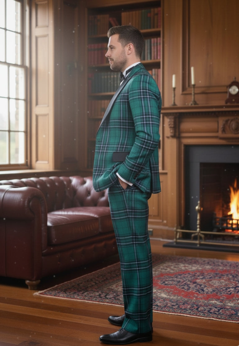 3 Piece Tartan Dinner Suit - Side view