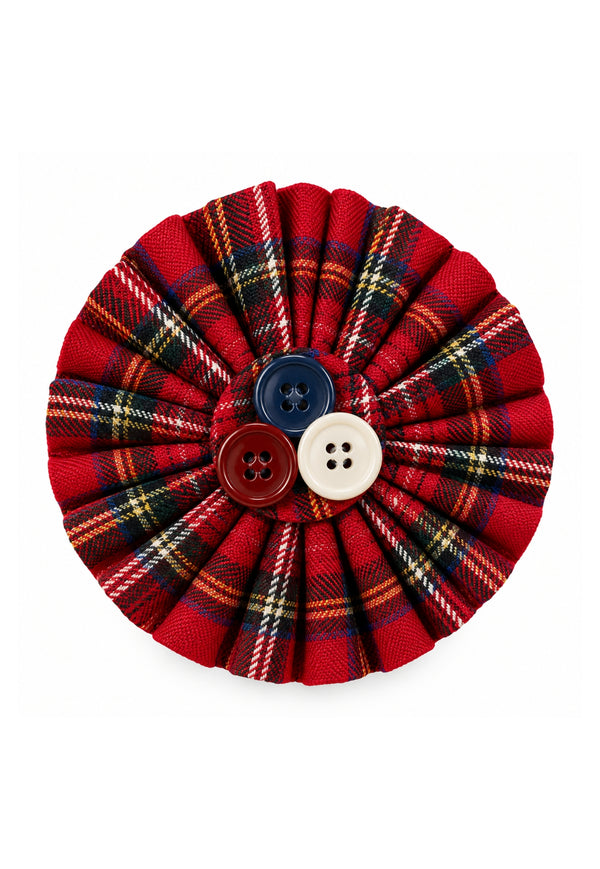 3 Buttons Tartan Brooch