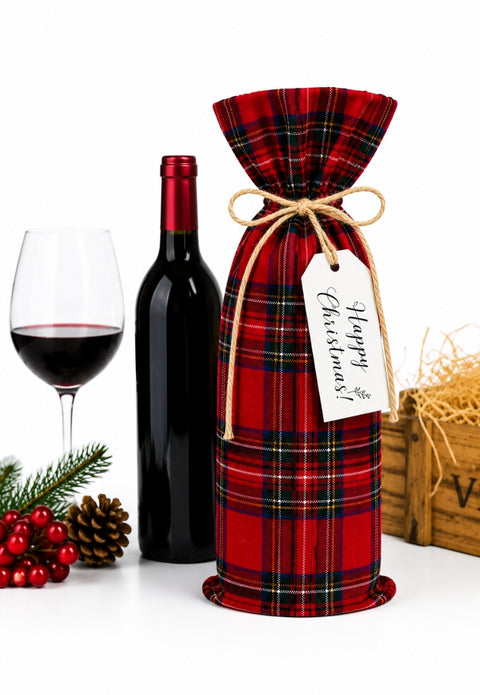 Black Watch Tartan Wine Gift Bag