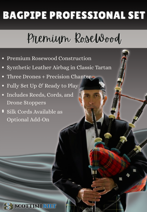 Rosewood Tartan Bagpipe Professional Set