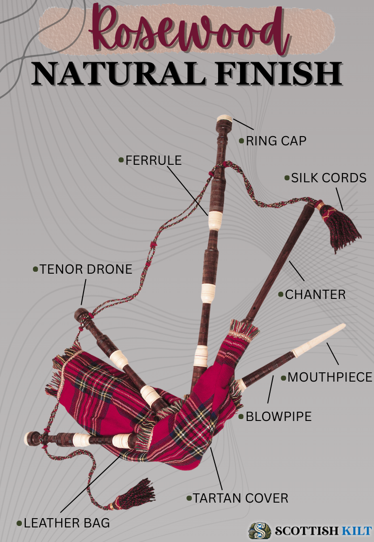 Rosewood Bagpipe Professional Set - Fully Functional