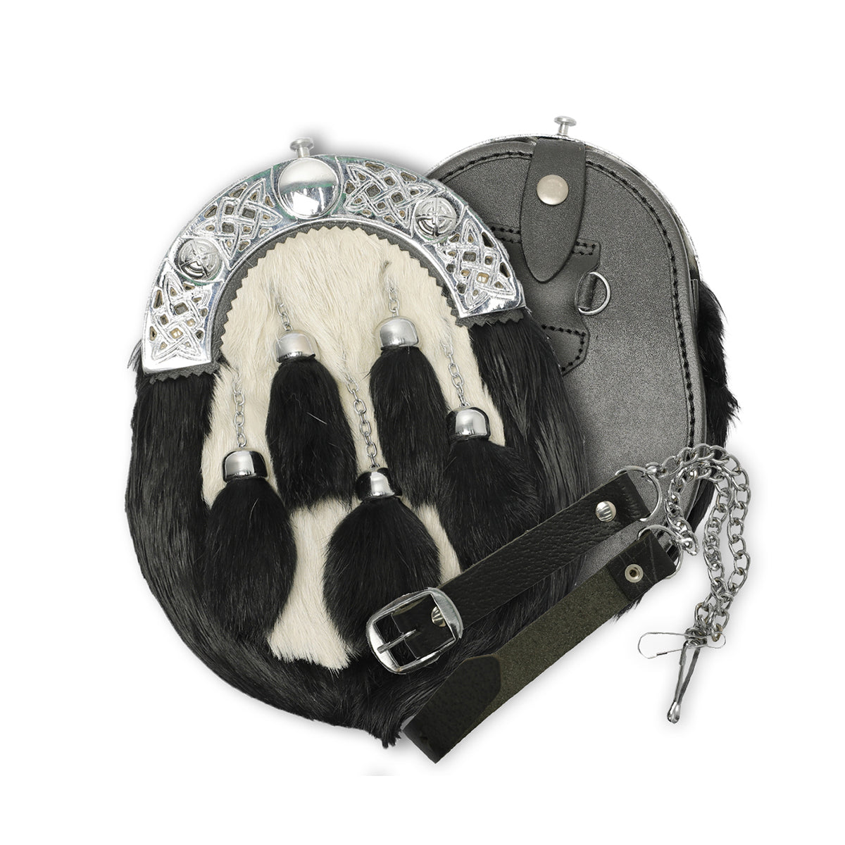 Semi Dress Rabbit Fur Irish Harp Kilt Sporran With Chain Belt main image 0