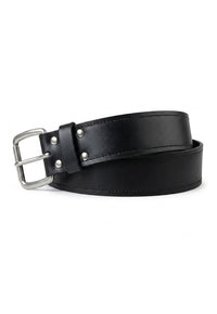 Black Leather Utility Kilt Belt Plain