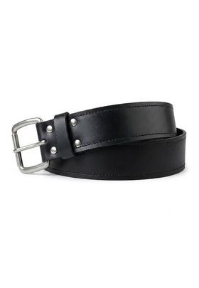 Black Leather Utility Kilt Belt Plain