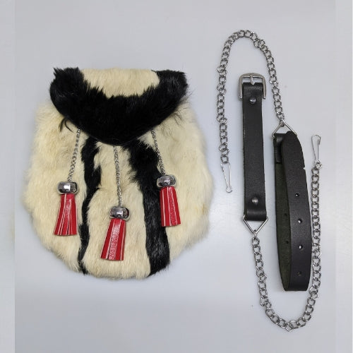 Black & White Rabbit Shape Sporran With Red Tassels