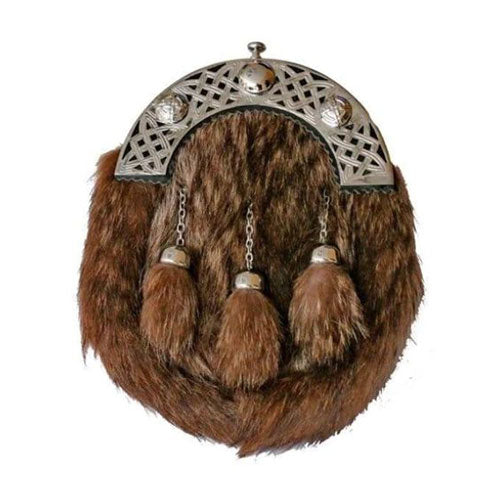 Brown Fox Fur Sporran With Antique Finish