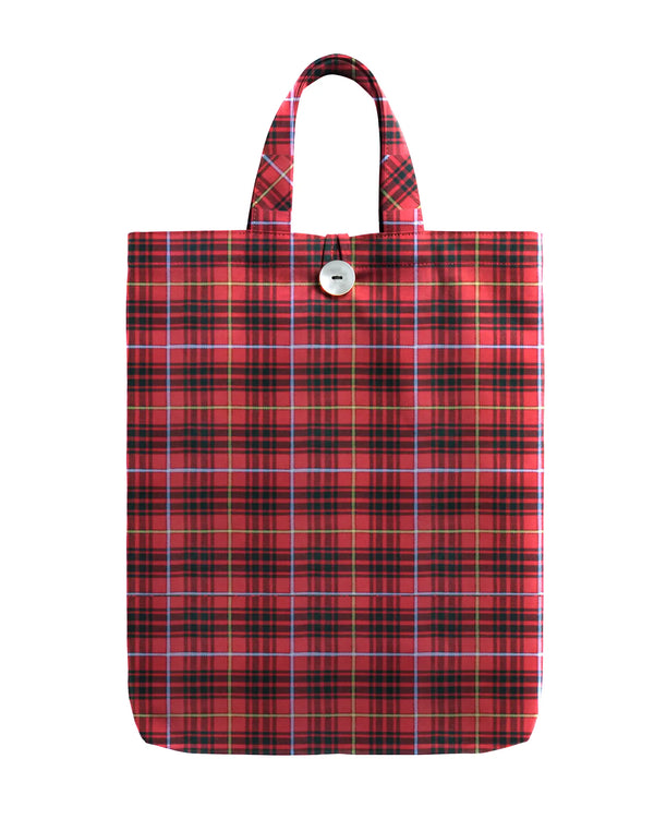 Bruce Button Closure Tartan Tote Bag