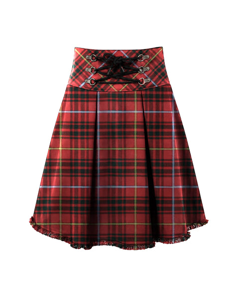 Bruce Lace-Up Plaid Skirt