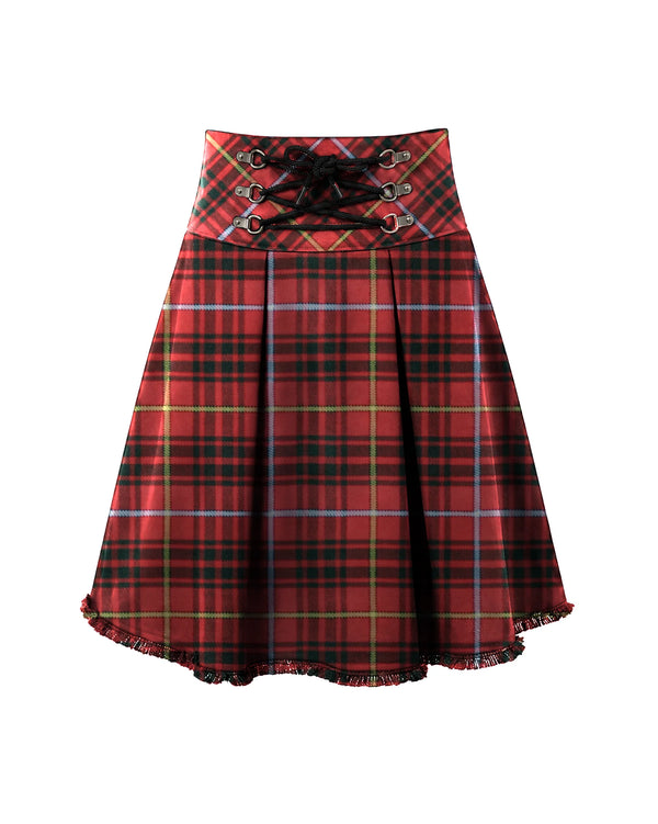 Bruce Lace-Up Plaid Skirt