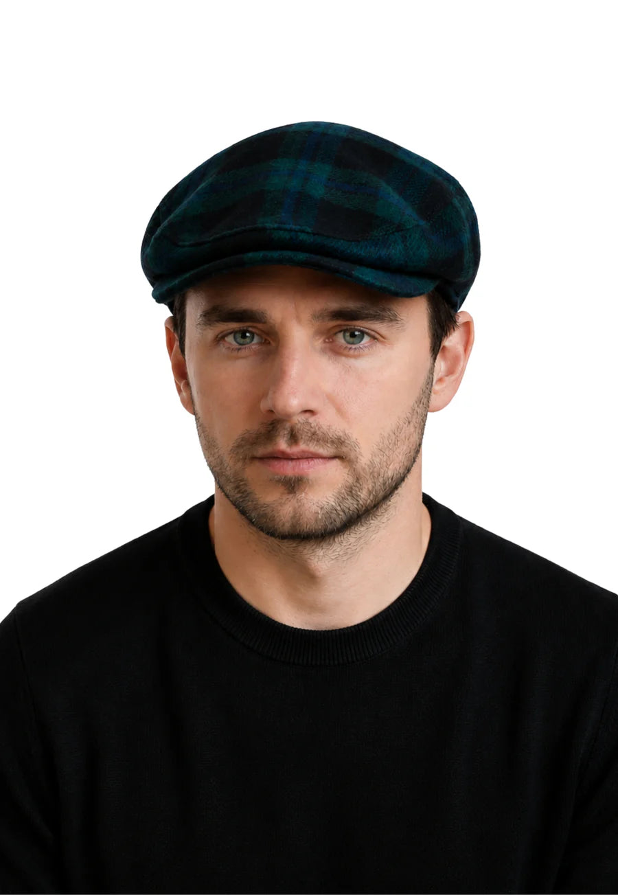 MacDonald Button Down Plaid Flat Cap