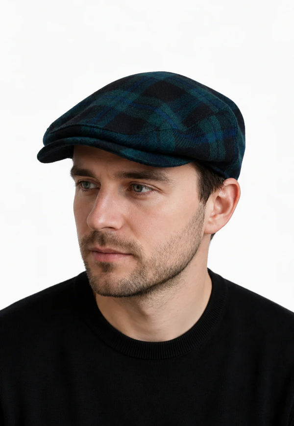 MacLeod of Lewis Button Down Plaid Flat Cap