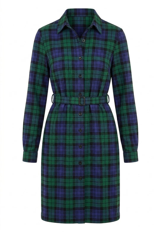 Campbell Plaid Button-Front Shirt Dress