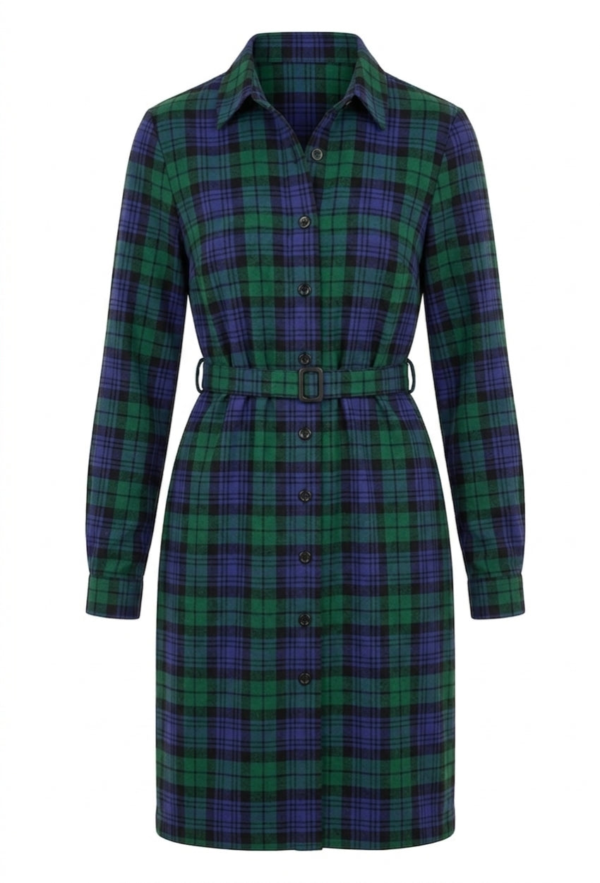 Campbell Plaid Button-Front Shirt Dress