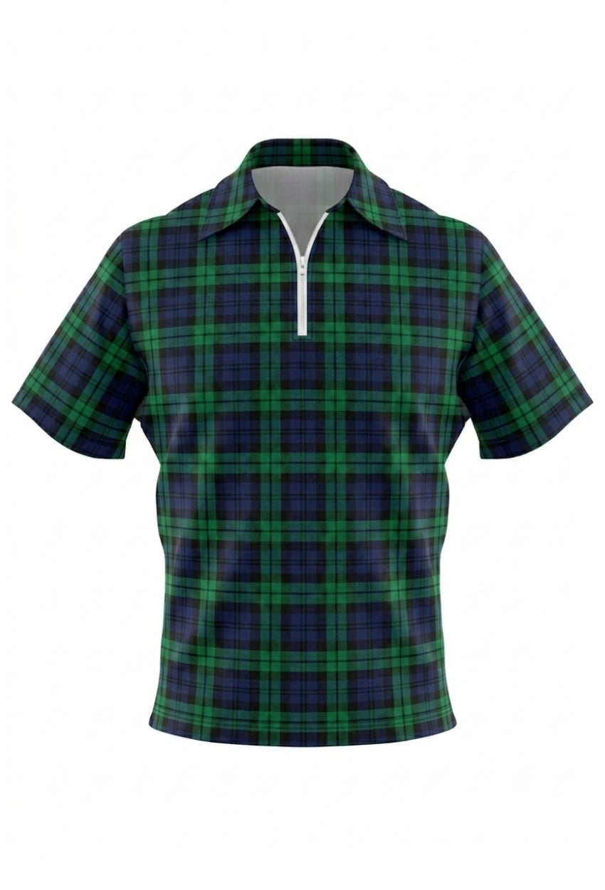 Campbell Tartan Plaid Polo Zipped Shirt
