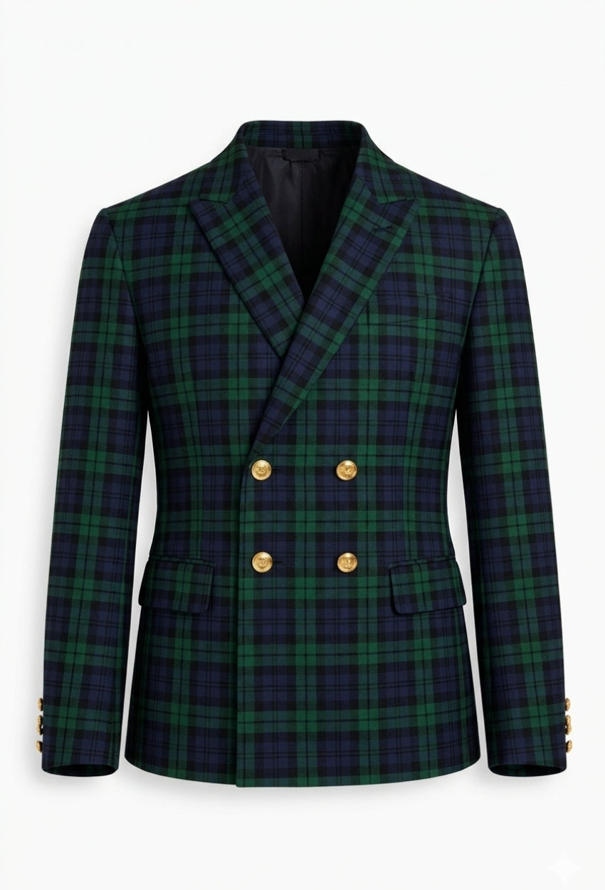 Campbell Skinny Double-Breasted Tartan Jacket