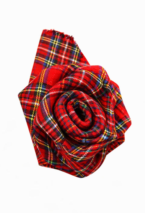 Royal Stewart Tartan Rose Brooch