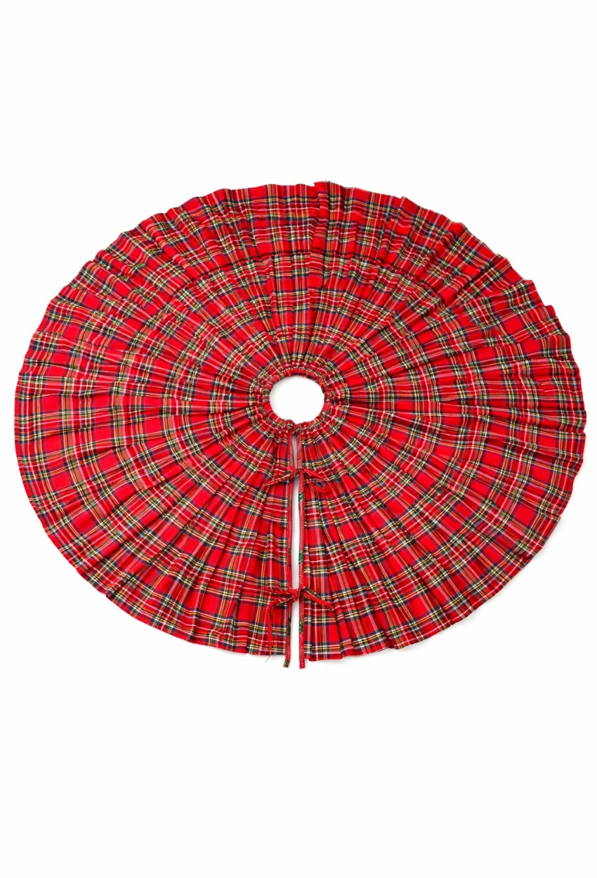Royal Stewart Ruffled Christmas Tree Skirt Decor
