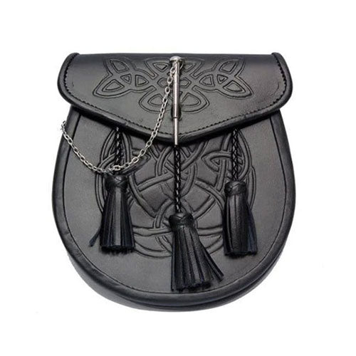 Black Celtic Embossed Pin lock Sporran