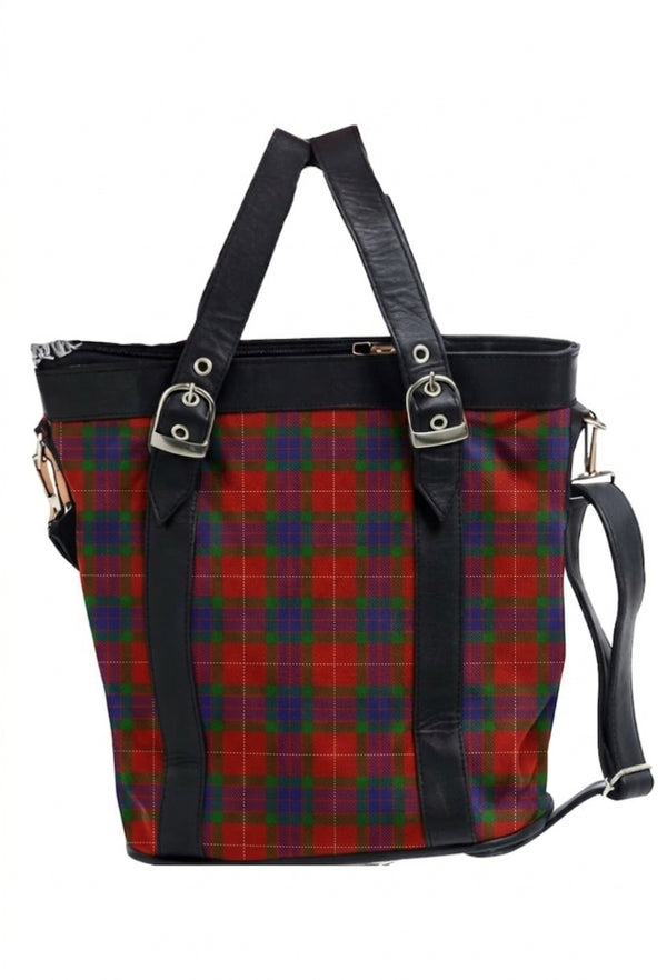 
Fraser Shoulder Plaid Tote with Leather Straps

