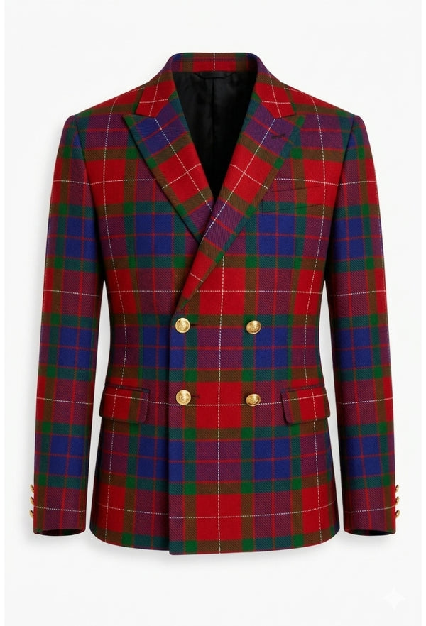 Fraser Skinny Double-Breasted Tartan Jacket