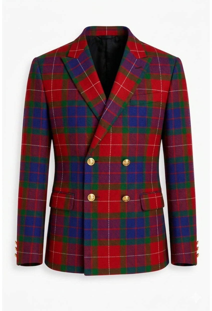 Fraser Skinny Double-Breasted Tartan Jacket