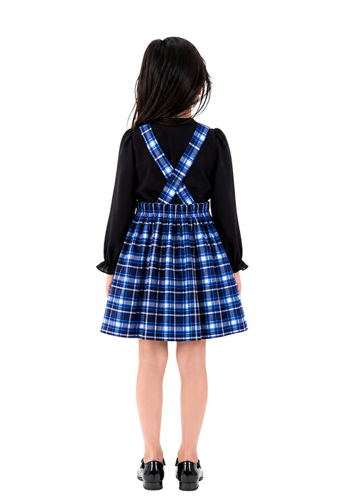 Girl's Tartan Pinafore Dress-Back View