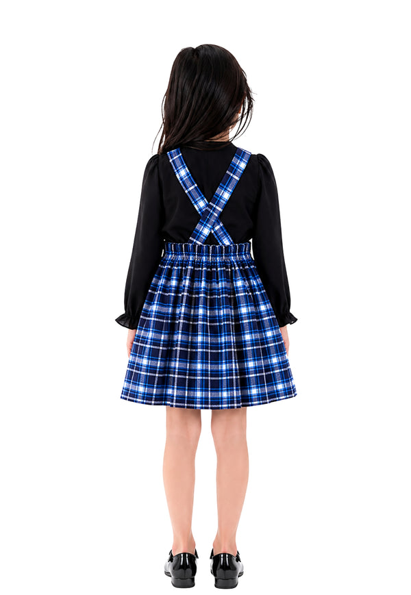 Girl's Tartan Pinafore Dress-Back View