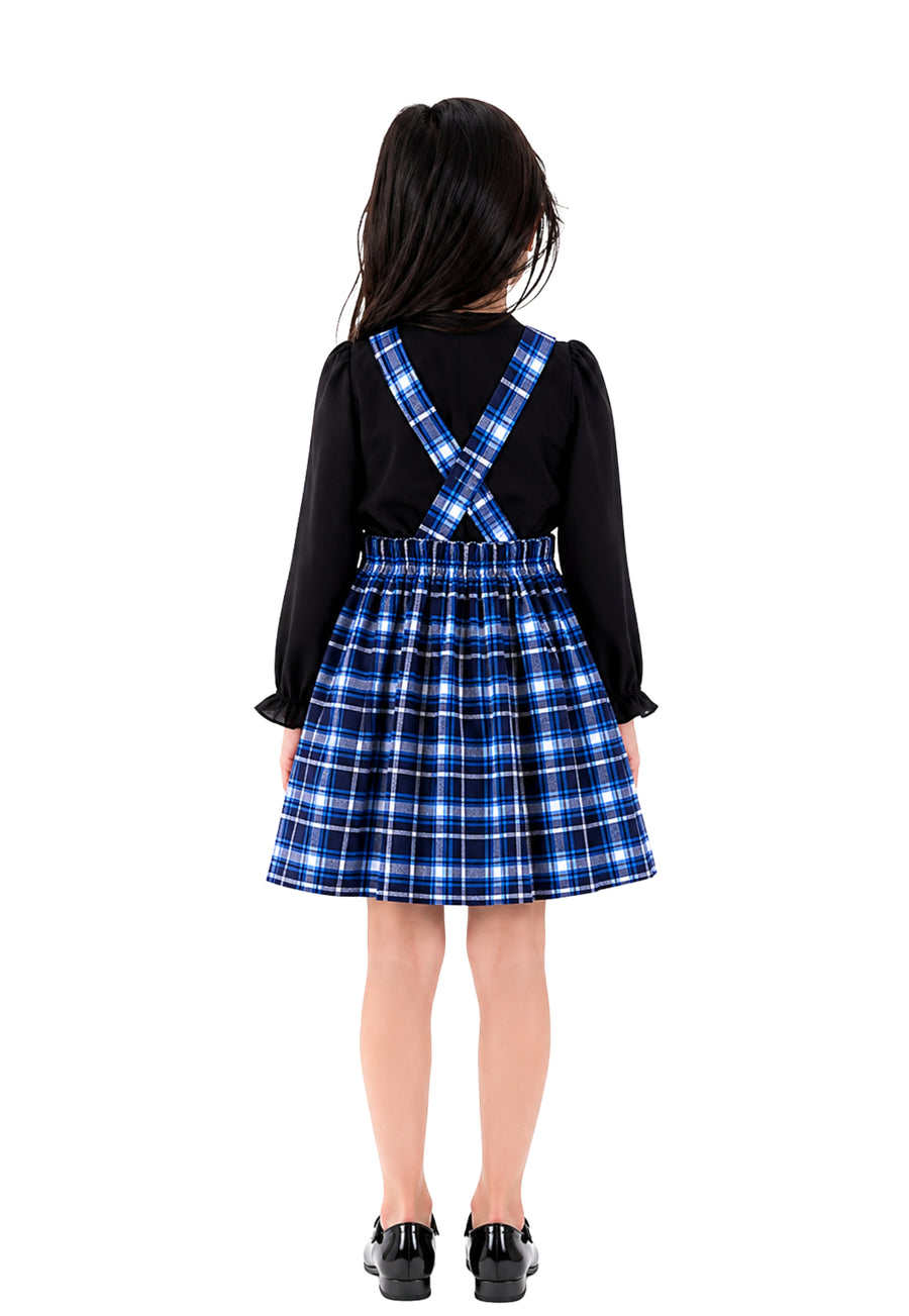 Girl's Tartan Pinafore Dress-Back View
