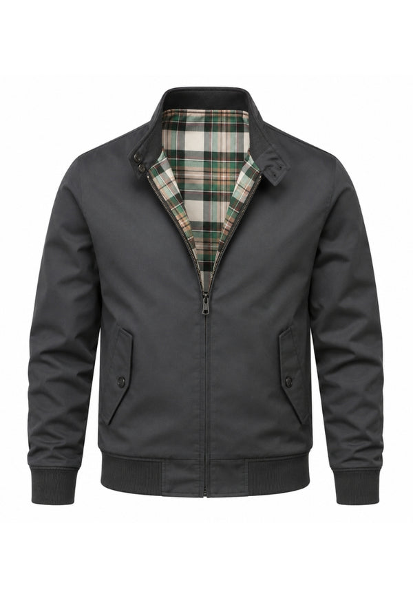 Tartan-Lined Harrington Jacket