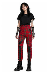 Grunge Punk Plaid Zipper Pant
