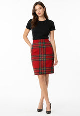 High-Waisted Tartan Pencil Skirt