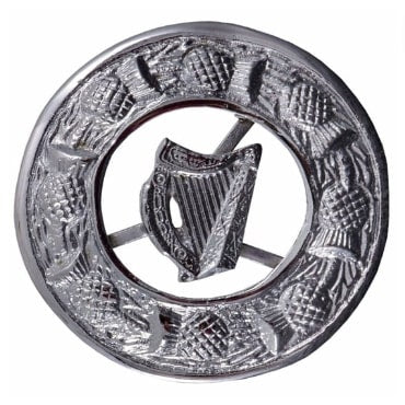 Irish Harp Plaid Brooch