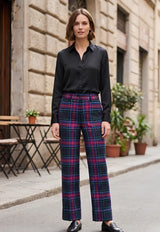 Ladies Wide Tartan Trouser with Turn Up