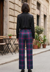 Ladies Wide Tartan Trouser with Turn Up