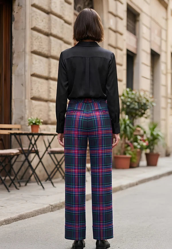 Royal Stewart Ladies Wide Tartan Trouser with Turn Up
