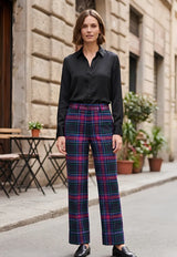 Black Watch Ladies Wide Tartan Trouser with Turn Up