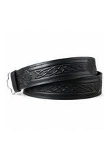 Leather Celtic Embossed Kilt Belt - Velcro Adjustable