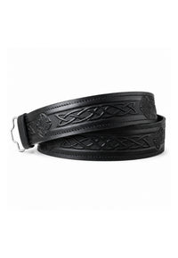 Leather Celtic Embossed Kilt Belt - Velcro Adjustable